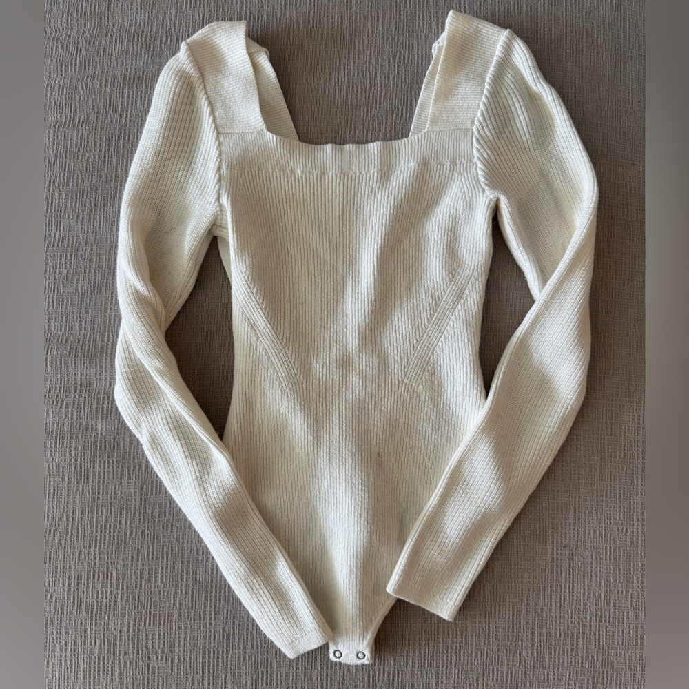Abercrombie & Fitch Cream Ribbed Bodysuit